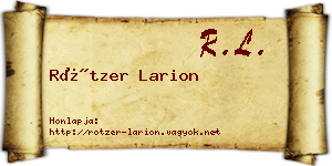 Rötzer Larion névjegykártya